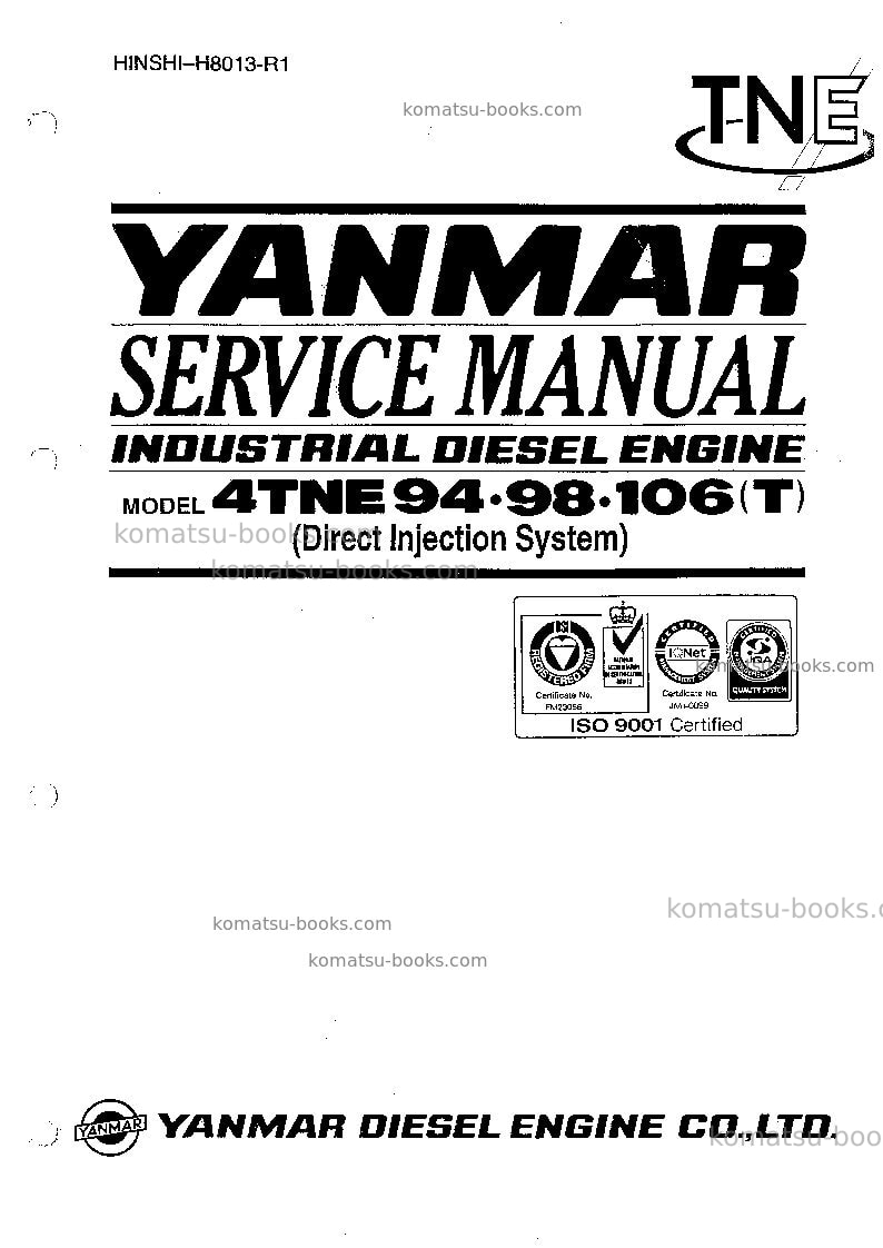Komatsu 4tne yanmar-4deu-tne Repair & maintenance cover Komatsu 4tne yanmar-4deu-tne Repair & maintenance cover