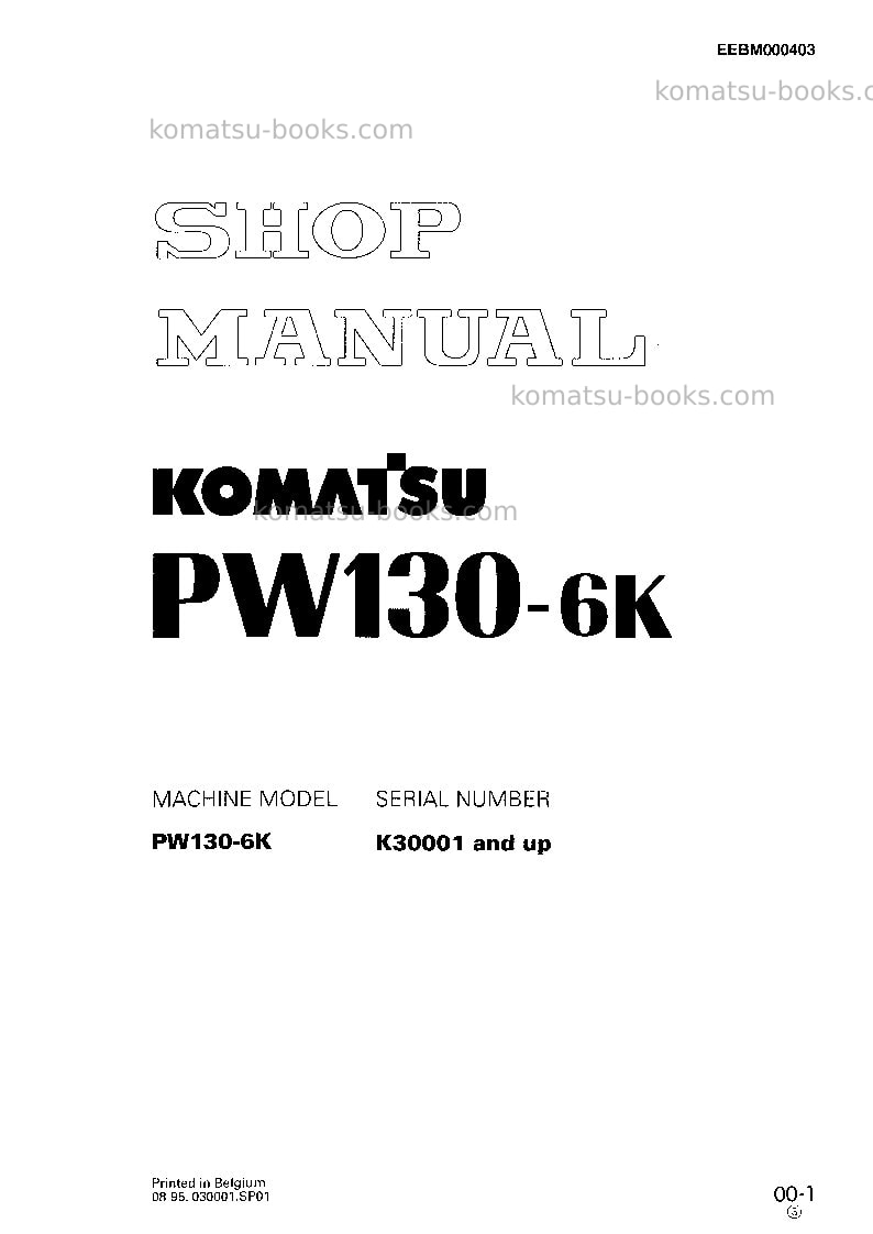 Komatsu pw130-6gbr-k Repair & maintenance cover