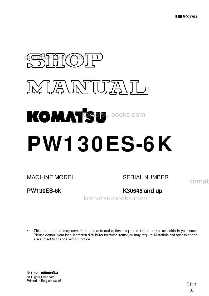 Komatsu pw130es-6gbr-k Repair & maintenance cover Komatsu pw130es-6gbr-k Repair & maintenance cover