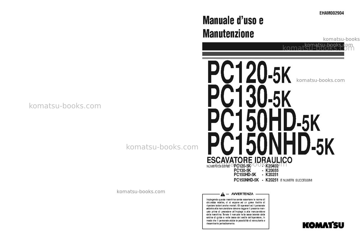 Komatsu pc120-5gbr-k Manuale operativo copertina Komatsu pc120-5gbr-k Manuale operativo copertina