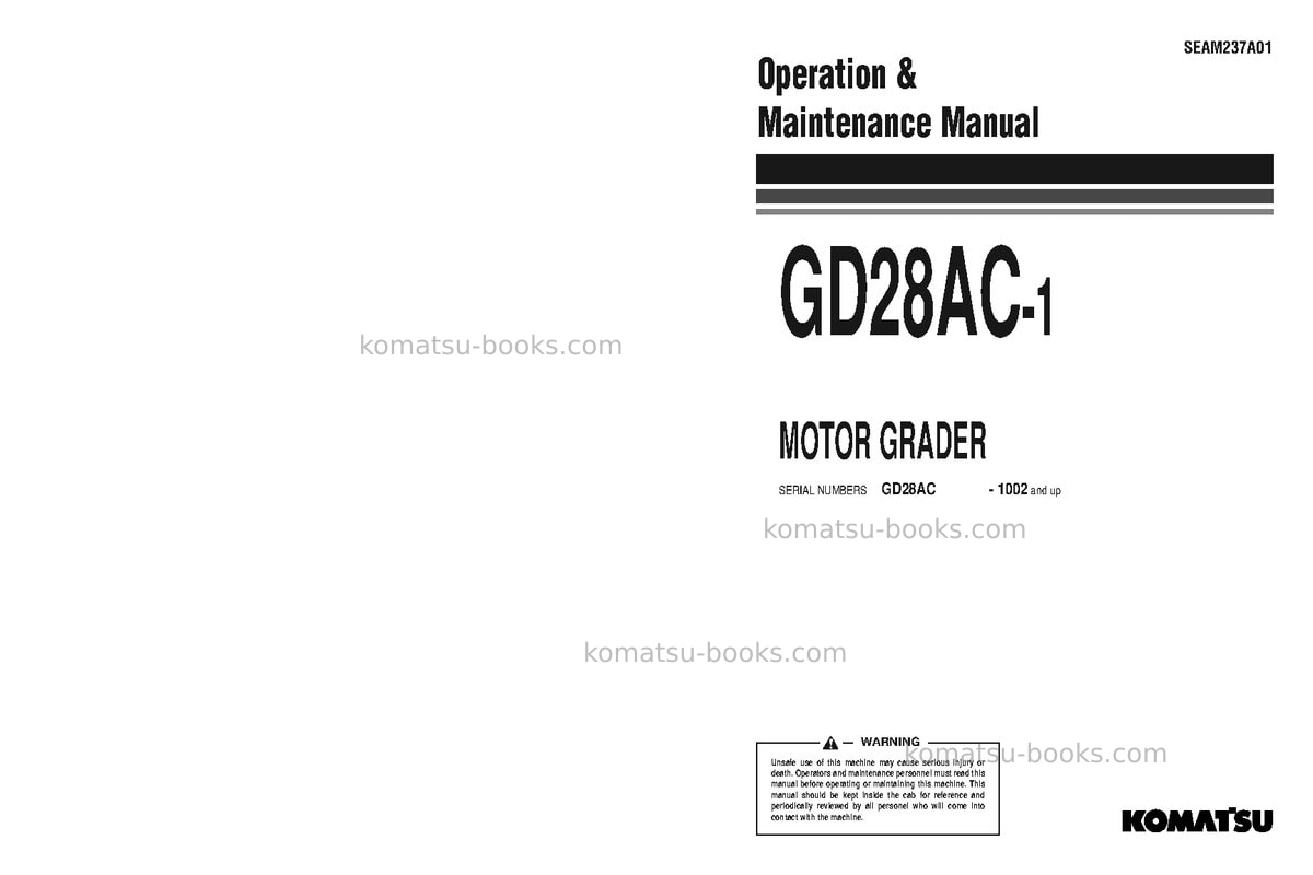 Komatsu gd28ac-1jpn Operation manual cover Komatsu gd28ac-1jpn Operation manual cover