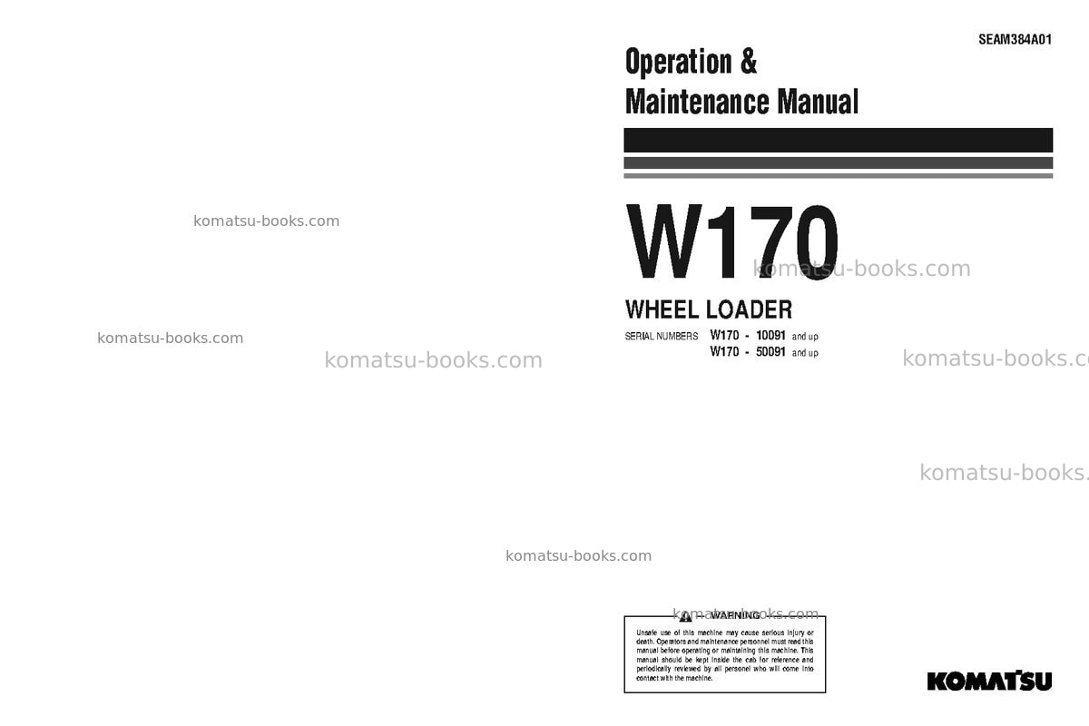 Komatsu w170-1jpn Operation manual cover Komatsu w170-1jpn Operation manual cover