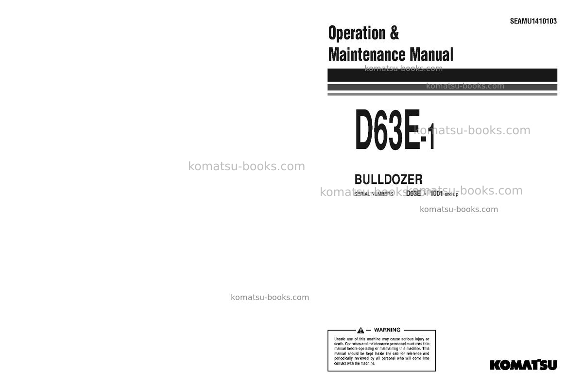 Komatsu d63e-1jpn Operation manual cover Komatsu d63e-1jpn Operation manual cover