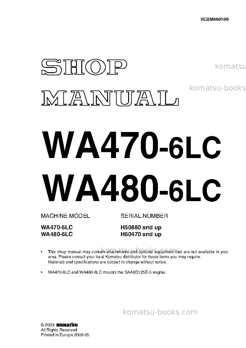 Komatsu wa470-6deu-lc Repair & maintenance cover