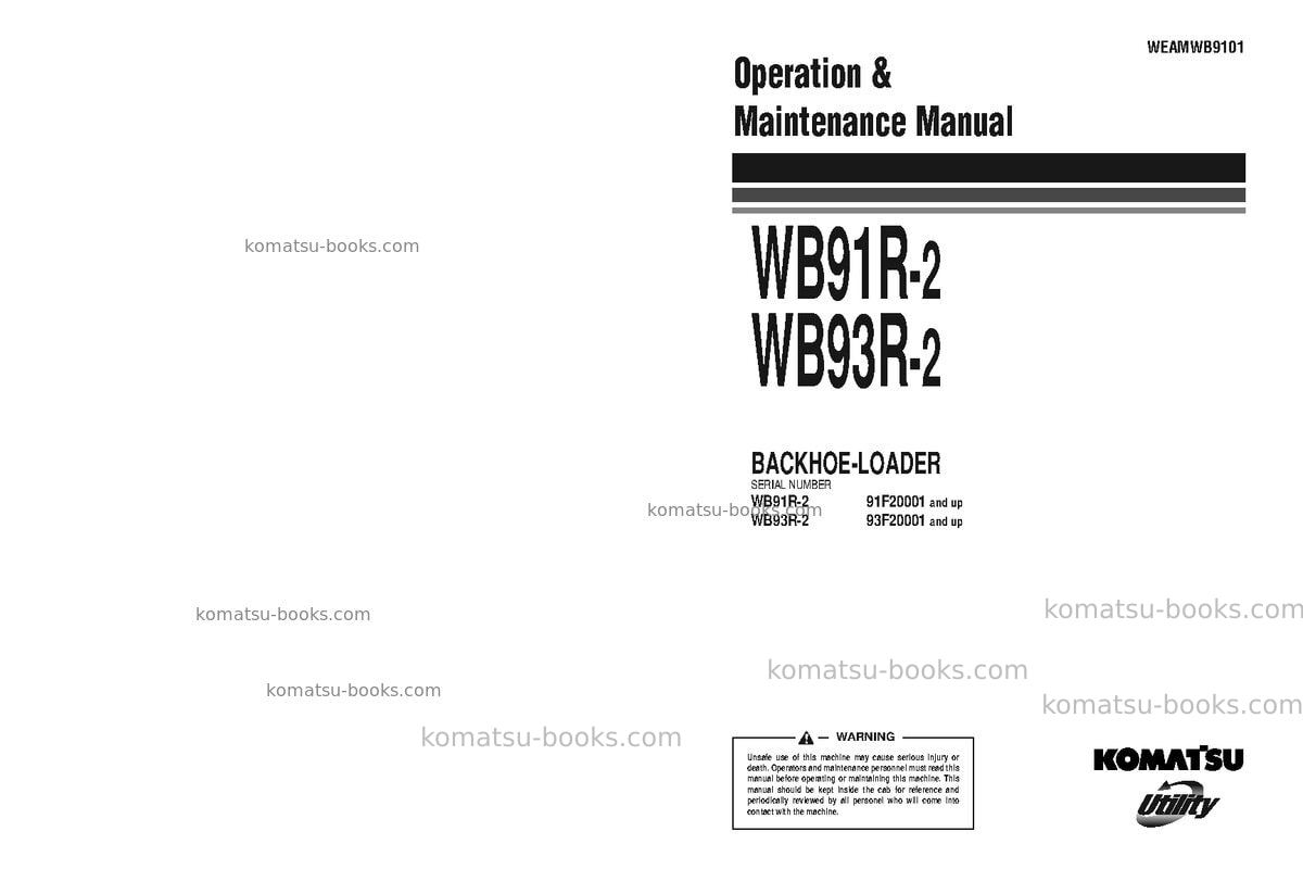 Komatsu wb93r-2ita Operation manual cover Komatsu wb93r-2ita Operation manual cover