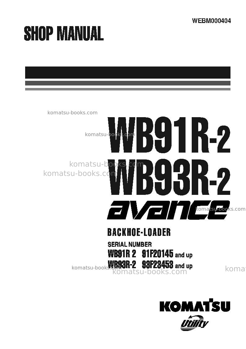 Komatsu wb93r-2ita Repair & maintenance cover