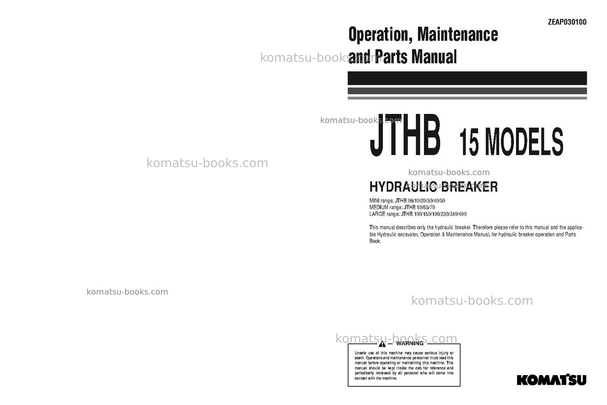 Komatsu jthb10-1jpn-breaker Operation manual cover