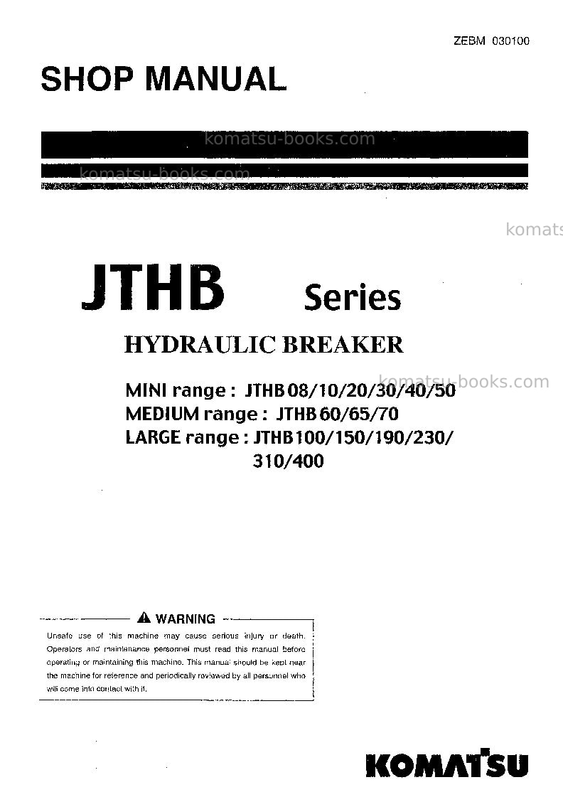 Komatsu jthb10-1jpn-breaker Repair & maintenance cover Komatsu jthb10-1jpn-breaker Repair & maintenance cover