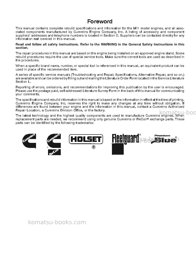 Komatsu mta11gbr Repair & maintenance cover Page 2 Komatsu mta11gbr Repair & maintenance cover Page 2