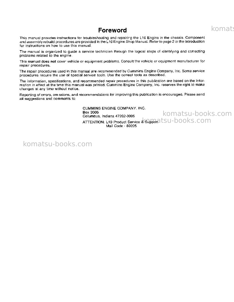 Komatsu lta-10cusa Repair & maintenance cover Page 2