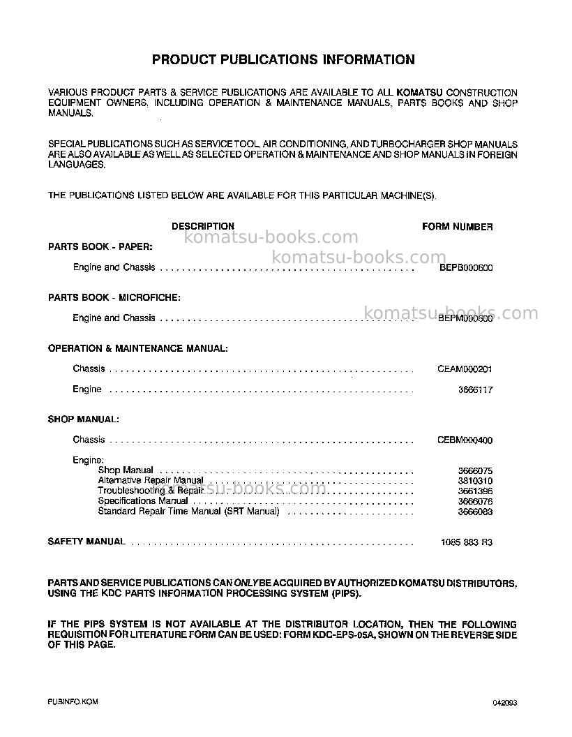 Komatsu wa450-3usa-l Operation manual cover Page 2 Komatsu wa450-3usa-l Operation manual cover Page 2