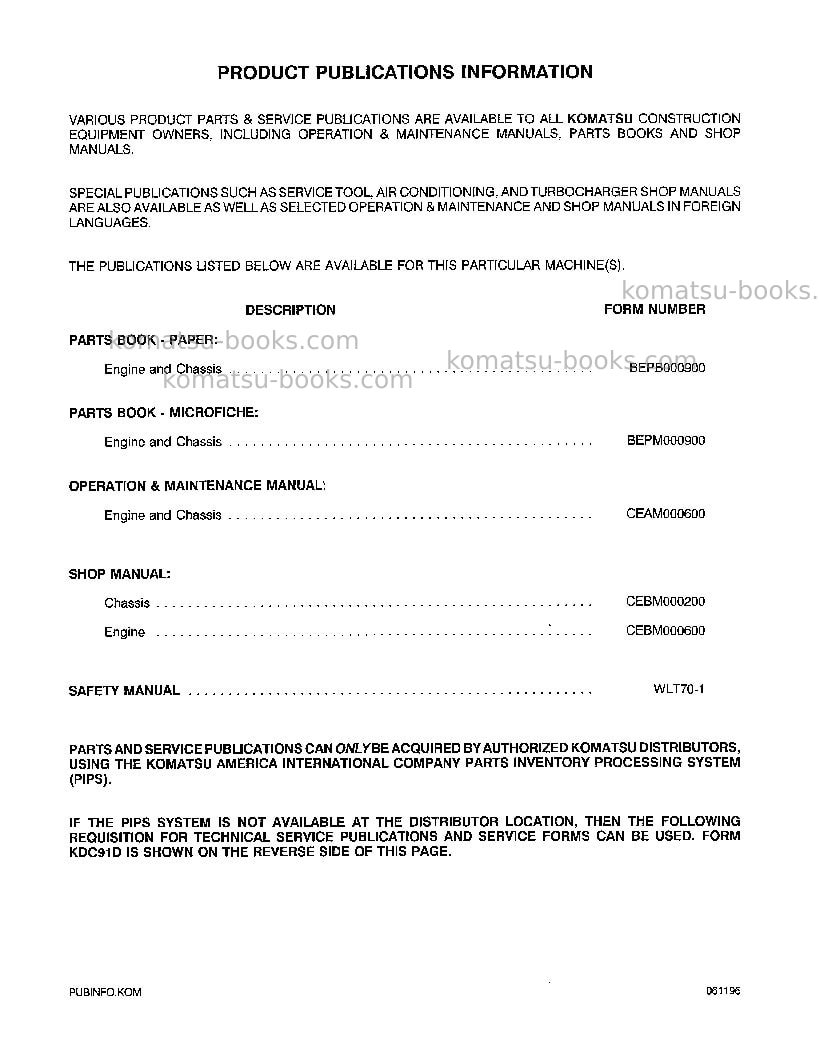 Komatsu wa420-3usa-l Operation manual cover Page 2 Komatsu wa420-3usa-l Operation manual cover Page 2