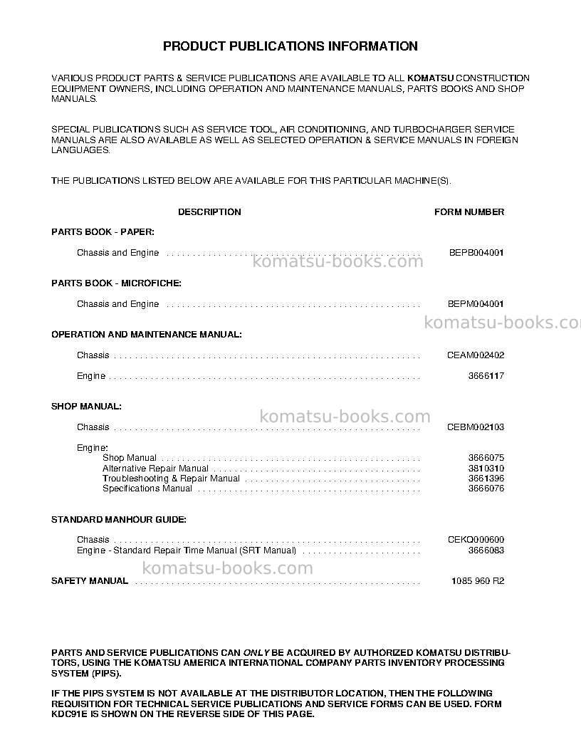 Komatsu gd750a-1usa Operation manual cover Page 2 Komatsu gd750a-1usa Operation manual cover Page 2