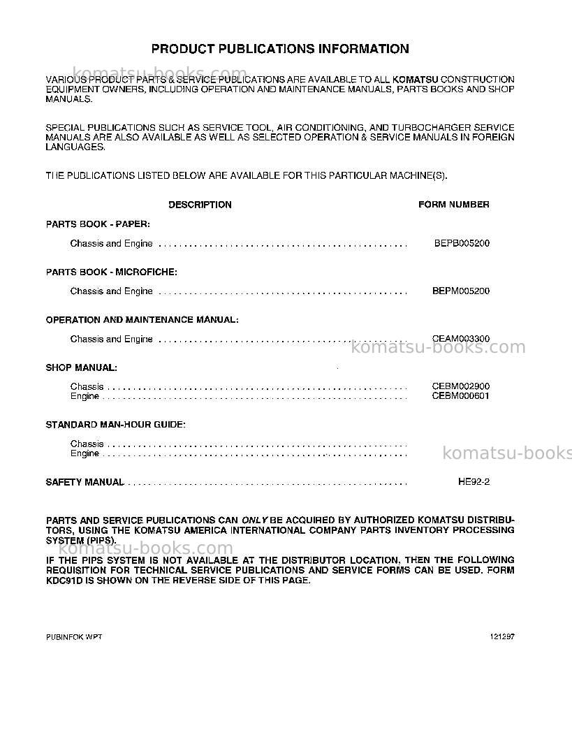 Komatsu pc300hd-6usa-le Operation manual cover Page 2 Komatsu pc300hd-6usa-le Operation manual cover Page 2
