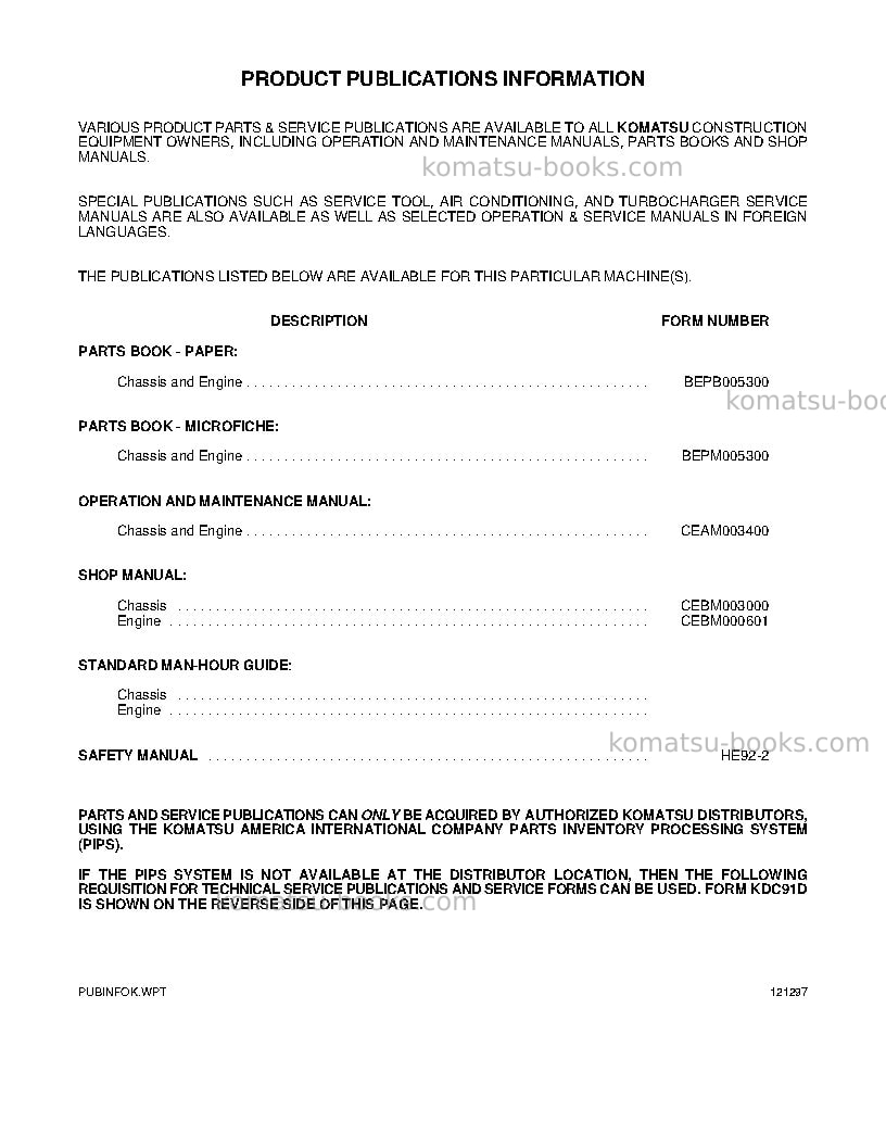 Komatsu pc270lc-6usa-le Operation manual cover Page 2