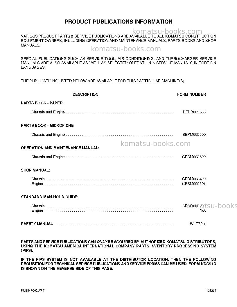 Komatsu wa380-3usa-mc Operation manual cover Page 2
