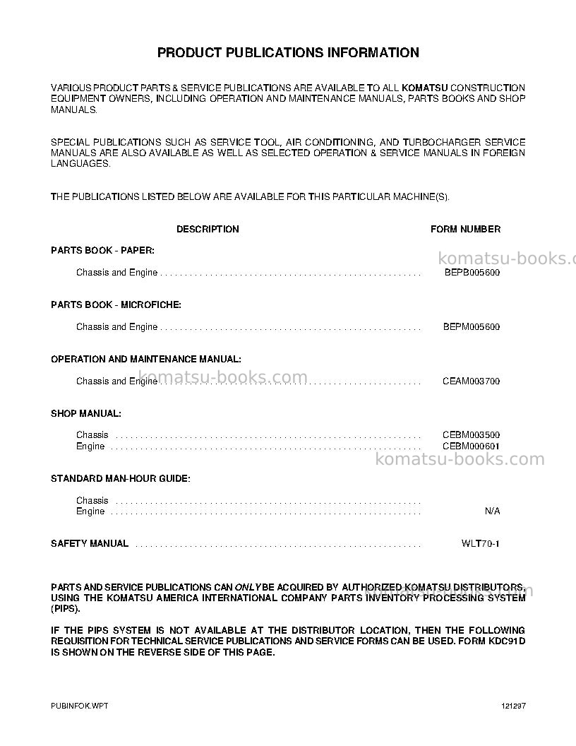Komatsu wa450-3usa-mc Operation manual cover Page 2 Komatsu wa450-3usa-mc Operation manual cover Page 2