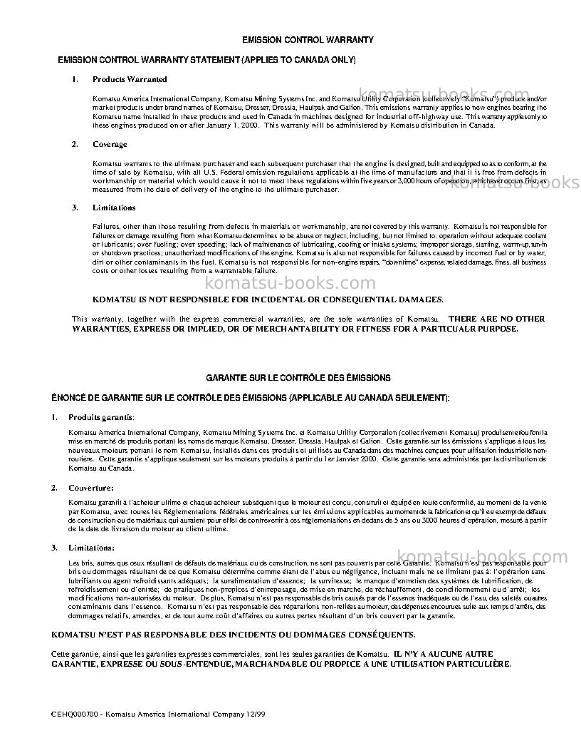 Komatsu 830eusa Operation manual cover Page 2