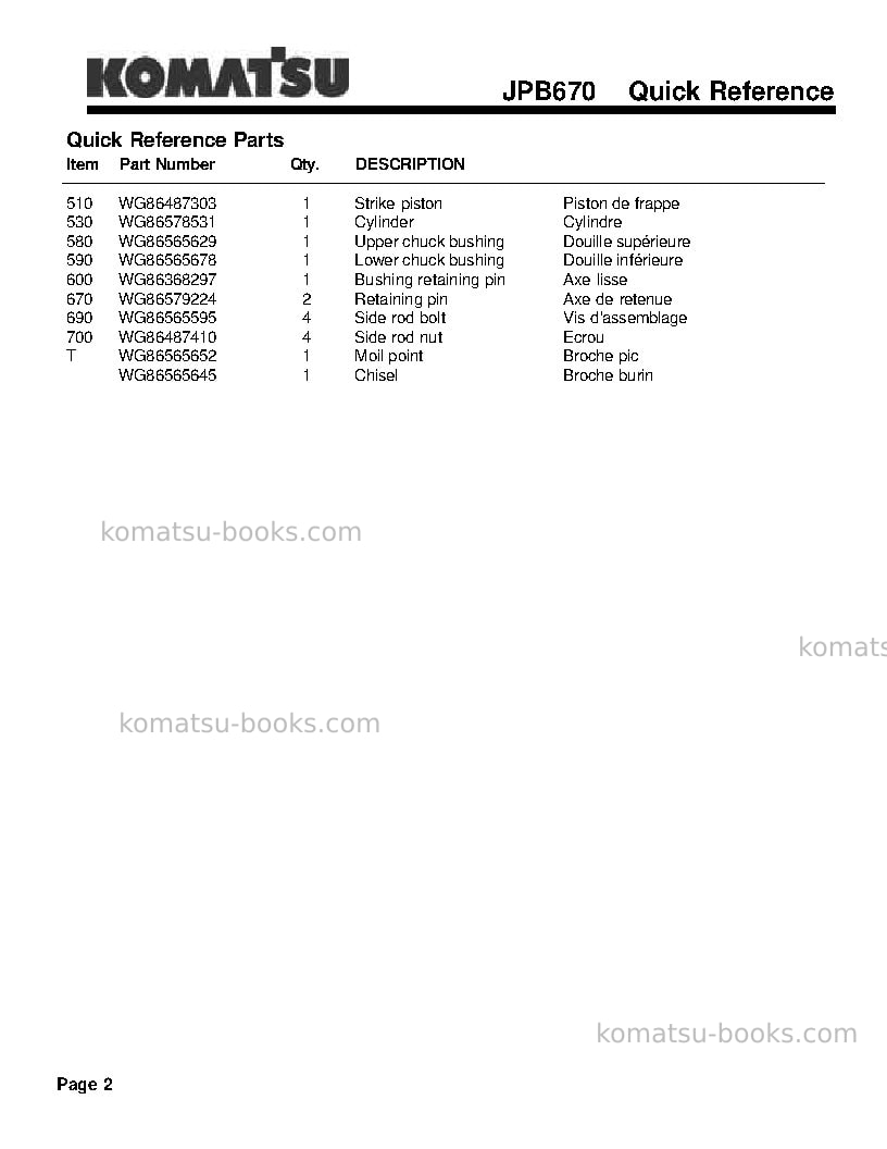 Komatsu jpb670usa Operation manual cover Page 2 Komatsu jpb670usa Operation manual cover Page 2