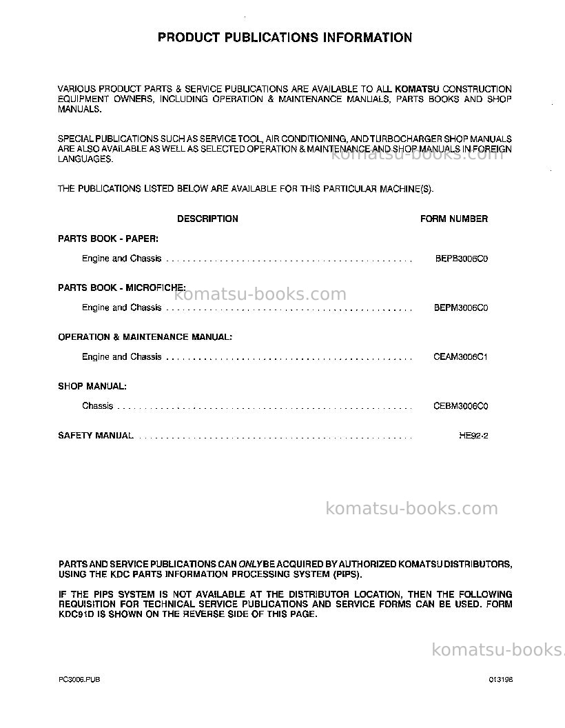 Komatsu pc300hd-6usa-lc Operation manual cover Page 2 Komatsu pc300hd-6usa-lc Operation manual cover Page 2