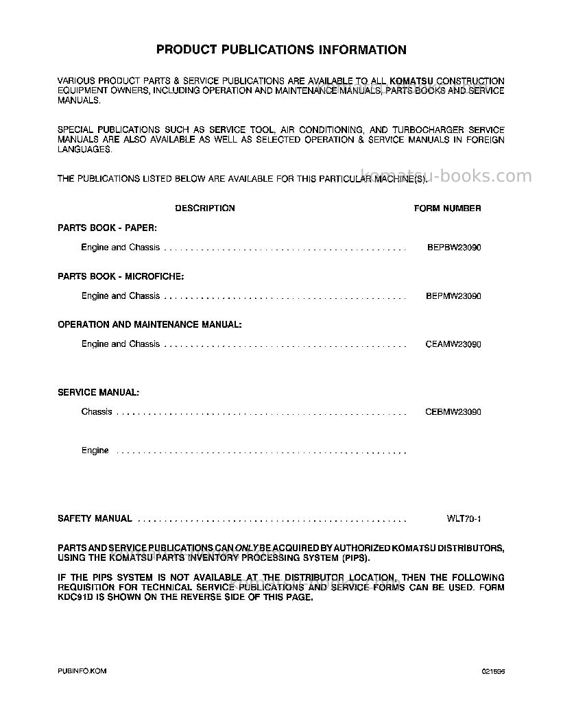 Komatsu wa380-3usa-l Operation manual cover Page 2 Komatsu wa380-3usa-l Operation manual cover Page 2