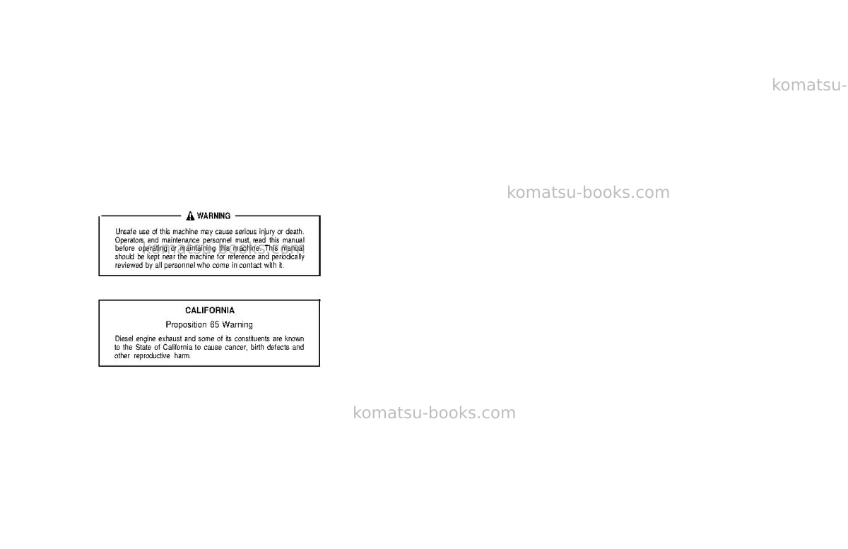 Komatsu pc200-6usa-l Operation manual cover Page 2 Komatsu pc200-6usa-l Operation manual cover Page 2