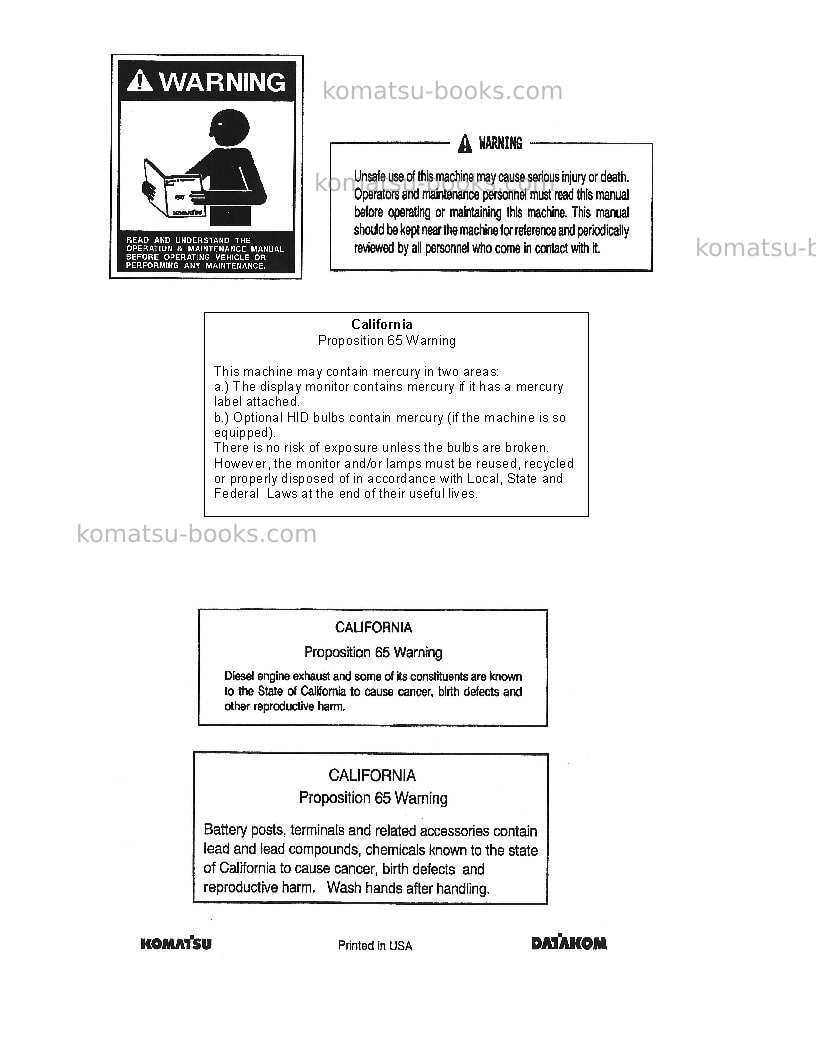 Komatsu pc200lc-8usa Operation manual cover Page 2 Komatsu pc200lc-8usa Operation manual cover Page 2