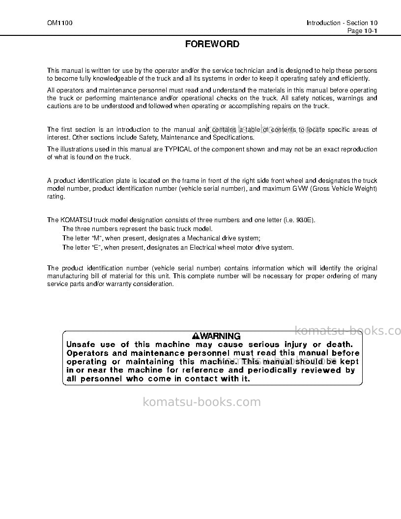 Komatsu 930e-4usa Operation manual cover Page 2 Komatsu 930e-4usa Operation manual cover Page 2