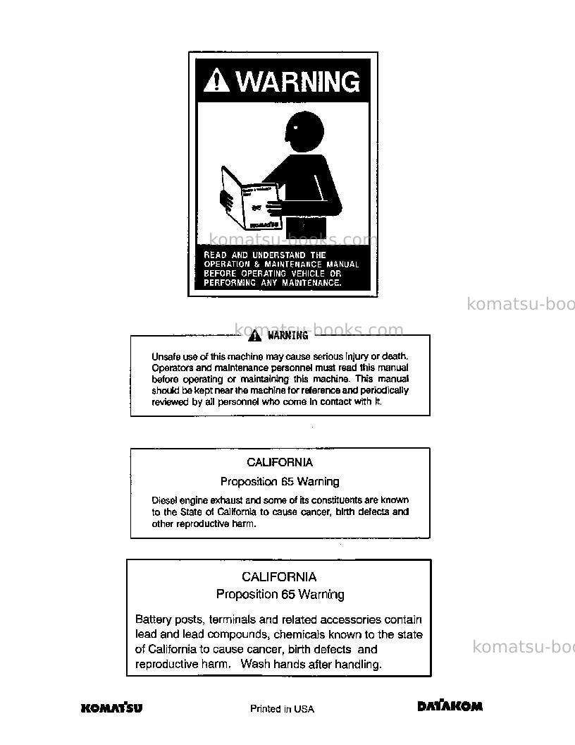 Komatsu 730eusa Operation manual cover Page 2