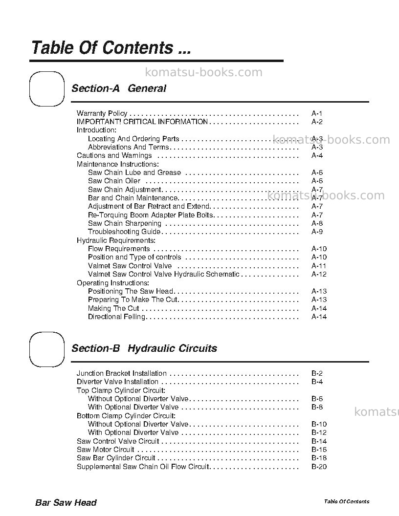 Komatsu 233-1usa Operation manual cover Page 2