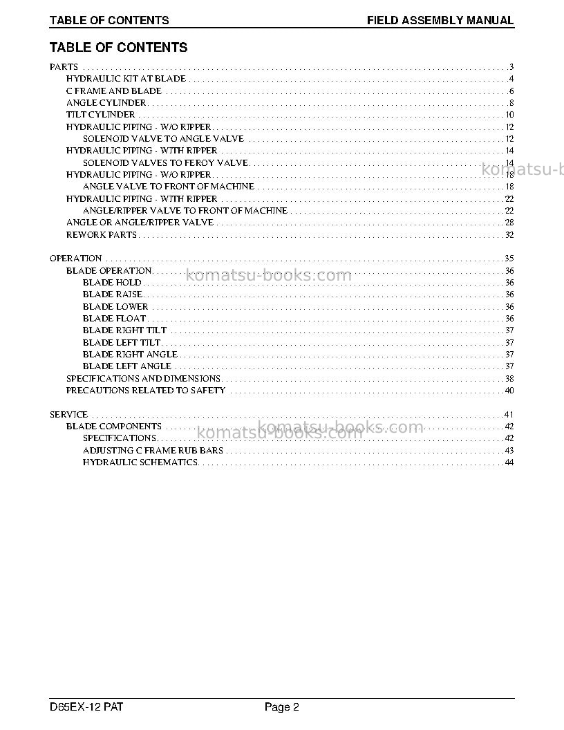 Komatsu d65ex-12jpn Field assembly manual cover Page 2
