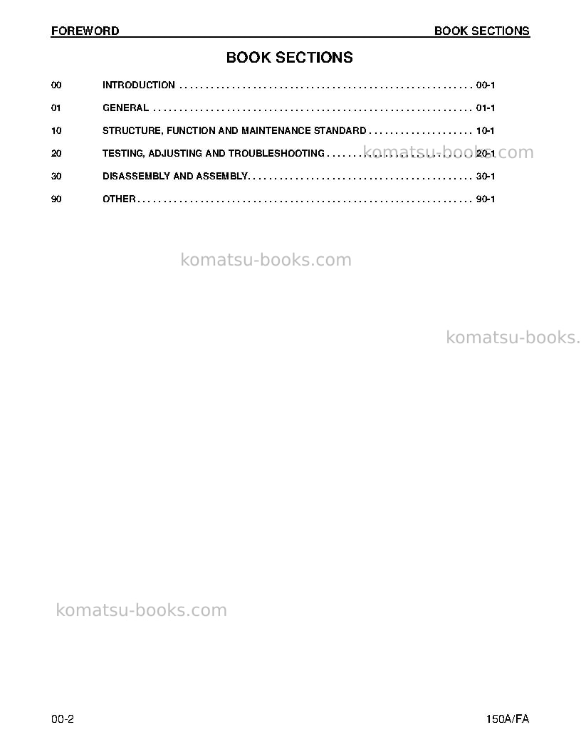 Komatsu 150fa Repair & maintenance cover Page 2