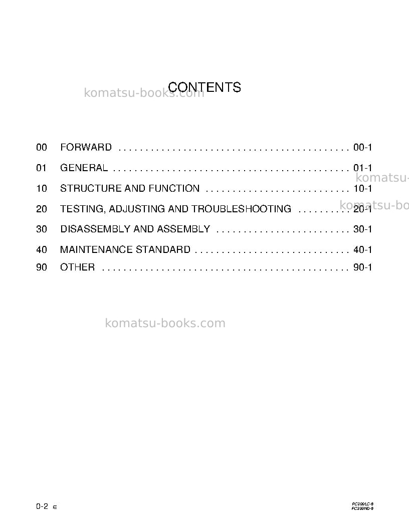 Komatsu pc300lc-6usa-le Repair & maintenance cover Page 2