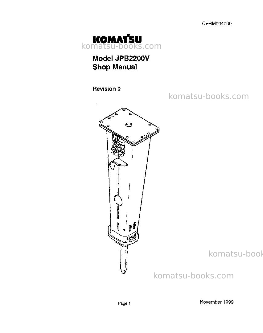 Komatsu jpb2200vusa Repair & maintenance cover Page 2 Komatsu jpb2200vusa Repair & maintenance cover Page 2