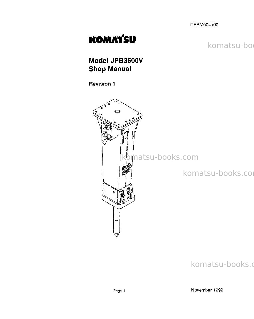 Komatsu jpb3600vusa Repair & maintenance cover Page 2