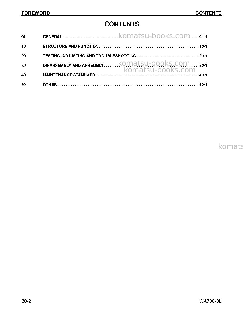 Komatsu wa700-3usa-l Repair & maintenance cover Page 2