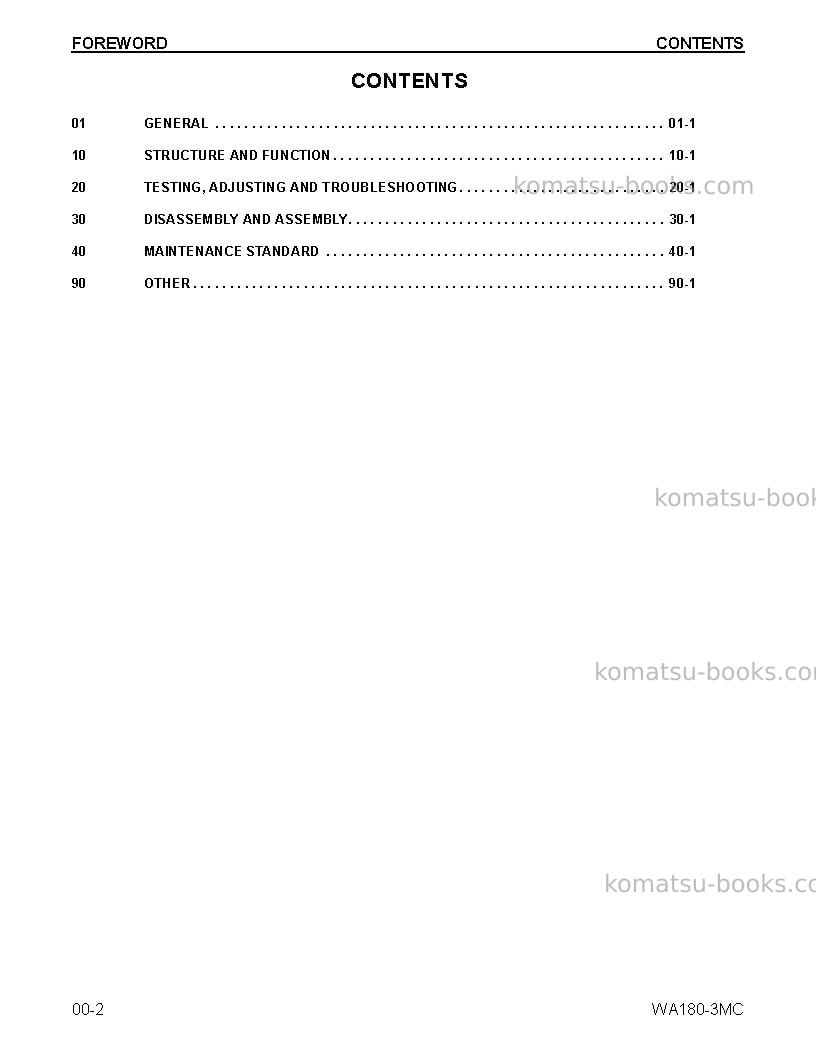 Komatsu wa180-3usa-mc Repair & maintenance cover Page 2