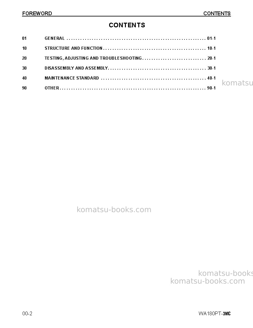 Komatsu wa180pt-3usa-mc Repair & maintenance cover Page 2