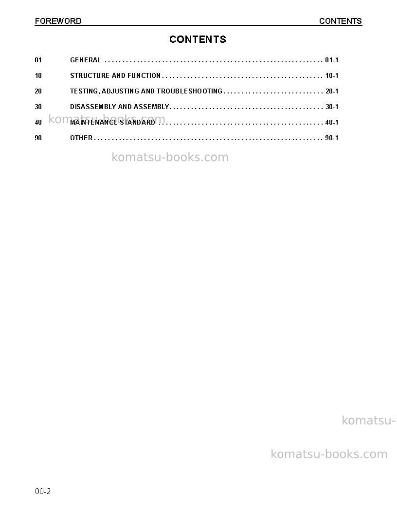 Komatsu pw400mh-6usa Repair & maintenance cover Page 2
