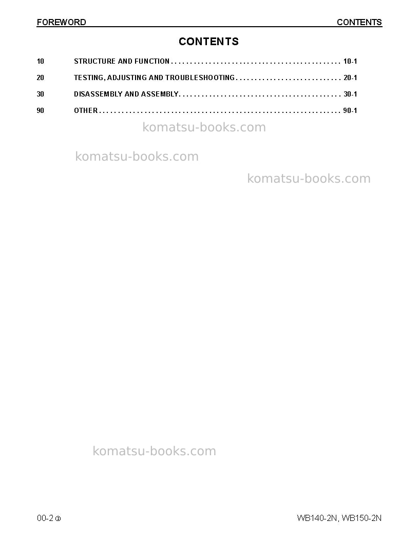 Komatsu wb140-2usa-n Repair & maintenance cover Page 2 Komatsu wb140-2usa-n Repair & maintenance cover Page 2