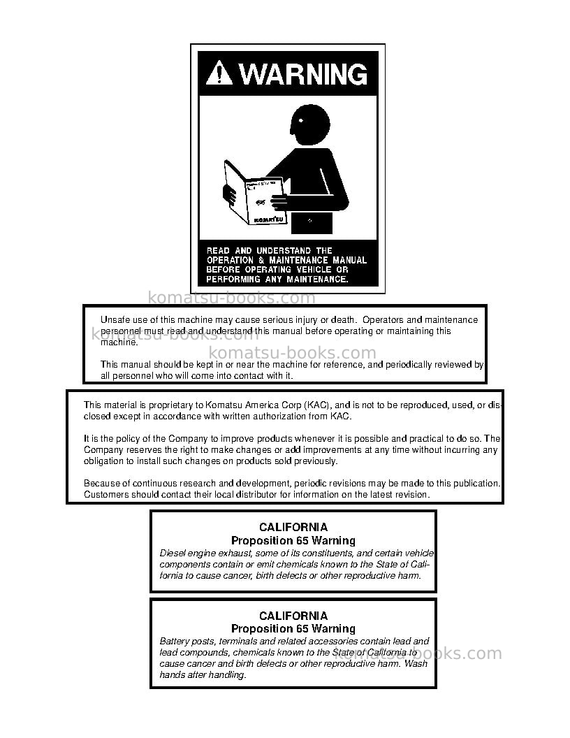 Komatsu 730eusa Repair & maintenance cover Page 2