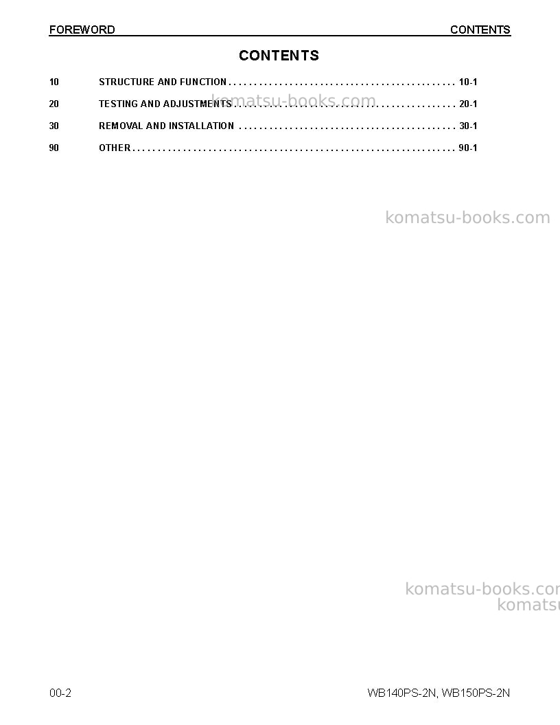 Komatsu wb140ps-2usa-n Repair & maintenance cover Page 2 Komatsu wb140ps-2usa-n Repair & maintenance cover Page 2