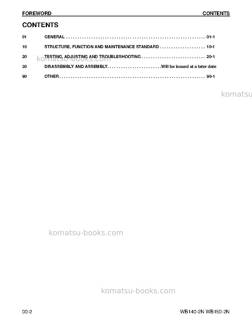 Komatsu wb140-2usa-n Repair & maintenance cover Page 2 Komatsu wb140-2usa-n Repair & maintenance cover Page 2