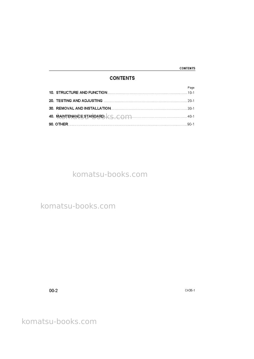 Komatsu ck35-1usa Repair & maintenance cover Page 2 Komatsu ck35-1usa Repair & maintenance cover Page 2