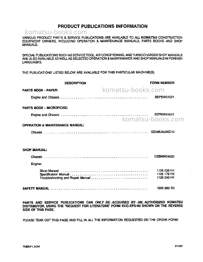 Komatsu wa420-1jpn-lc Repair & maintenance cover Page 2