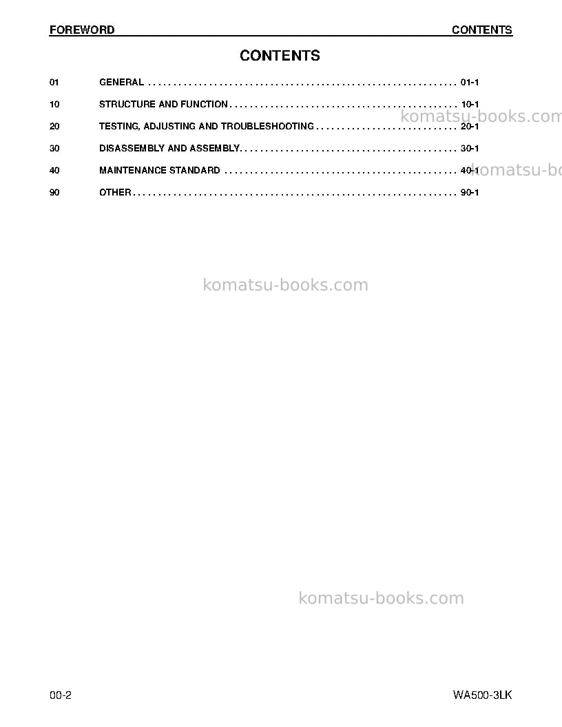 Komatsu wa500-3usa-lk Repair & maintenance cover Page 2