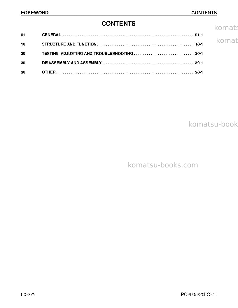 Komatsu pc200lc-7usa-l Repair & maintenance cover Page 2