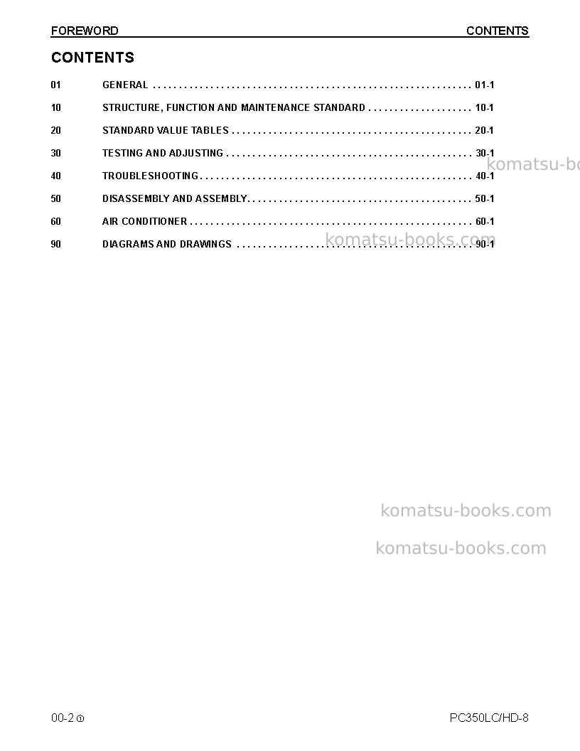 Komatsu pc350hd-8usa Repair & maintenance cover Page 2
