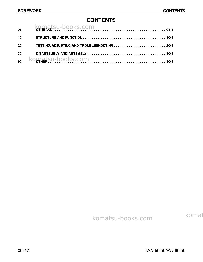 Komatsu wa480-5usa-l Repair & maintenance cover Page 2