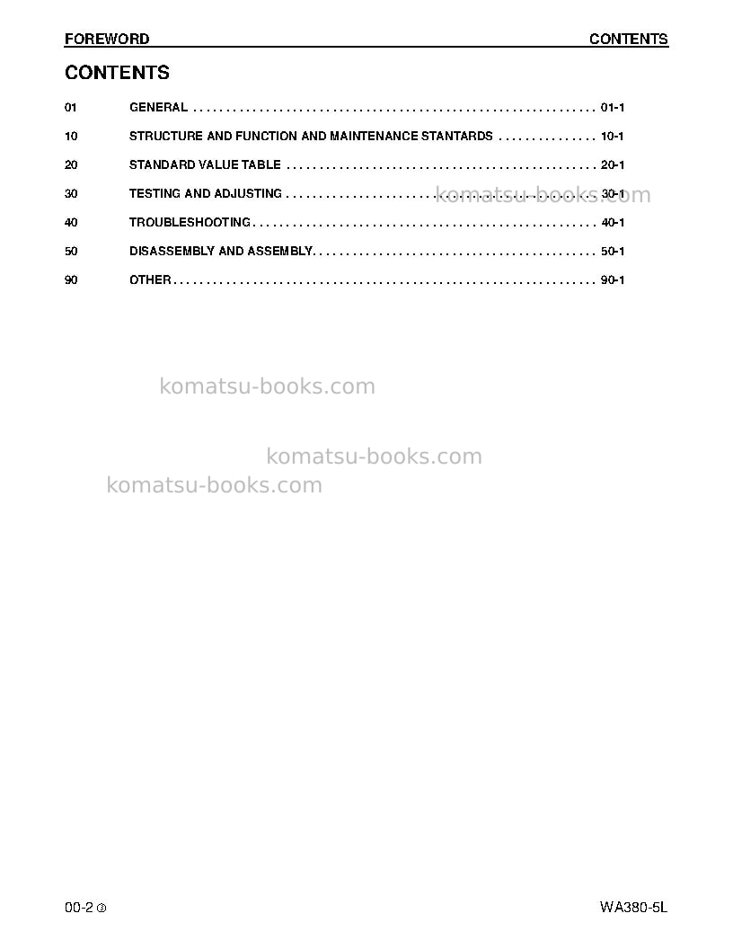 Komatsu wa380-5usa-l Repair & maintenance cover Page 2